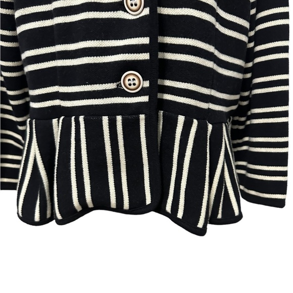 Style & Co NWT Striped Print Peplum Sweater Blazer Black White Size 1X - Picture 7 of 11